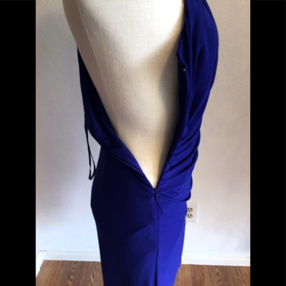Evan-Picone One Shoulder Royal Blue Knit Dress. 6 - Picture 12 of 12